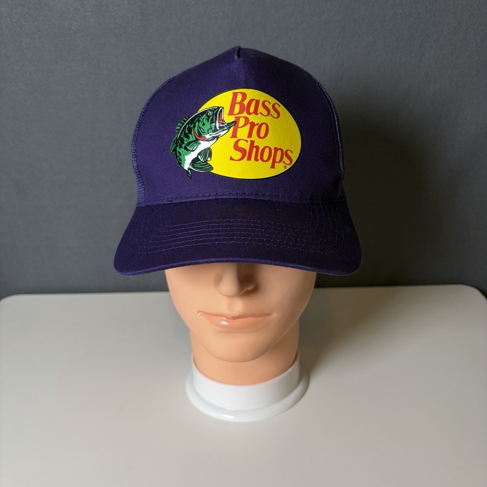 Bass Pro Shops Purple Trucker Hat Fishing Logo Ball Cap Snapback Mesh One Size